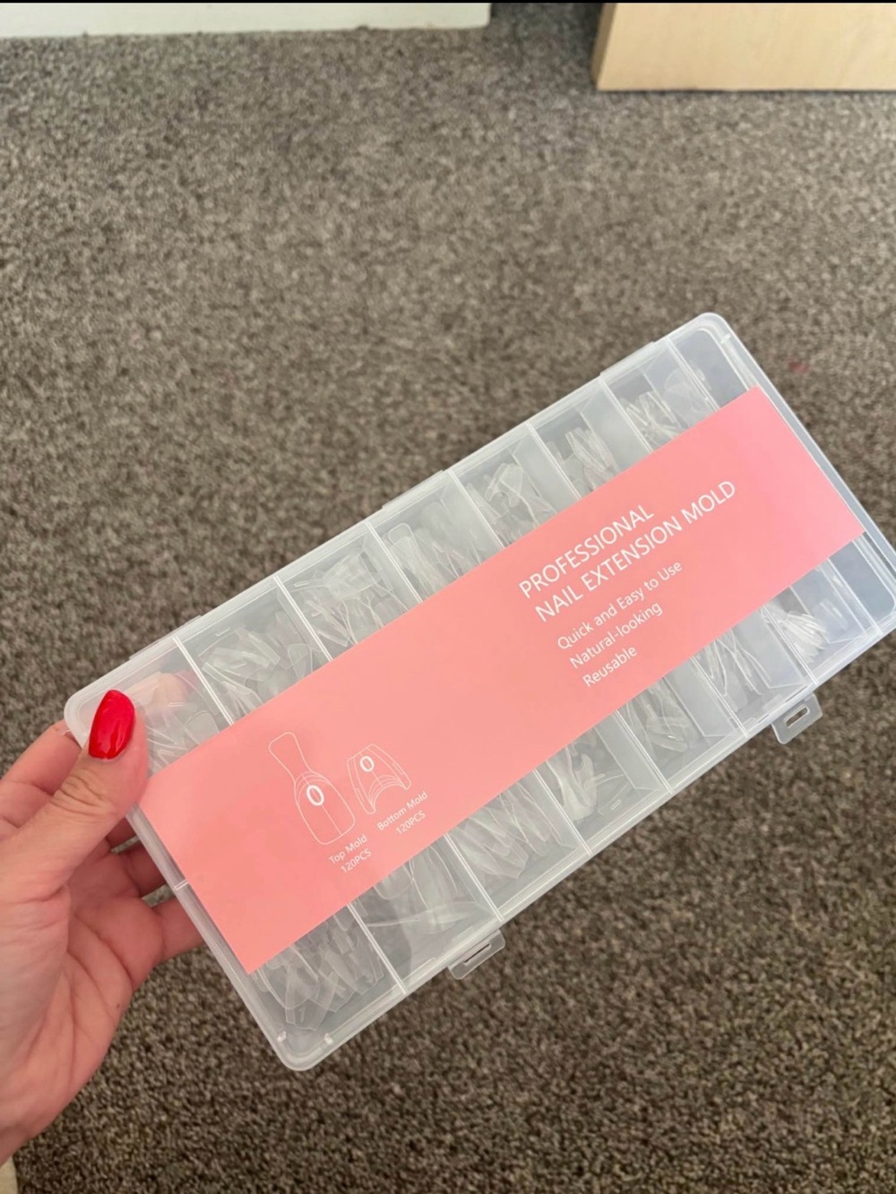 Professional Clear Nail Extension Mold Storage Box - Pink Label